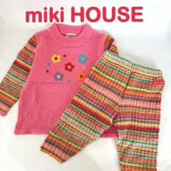 ミキハウス レトロニットセット 100/90 花柄　ピンク