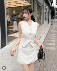 【美品】シェリミー ツイードセットアップ