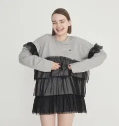 épine é tulle frill long tee grayのサムネイル