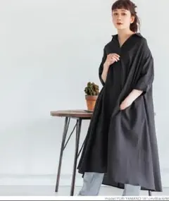 coaa　フレアシャツワンピース　ブラック　M