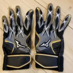 Mizuno バッティング用手袋 Sサイズ ブラック/シルバー/ゴールド