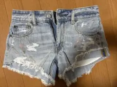 値下げ アメリカンイーグル デニム ショートパンツ 刺繍 XS