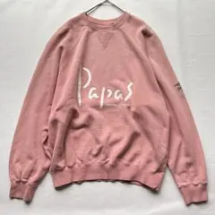 Papas ロゴスウェット L ピンク トレーナー 長袖 日本製 ビッグロゴのサムネイル