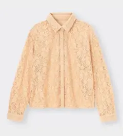 GU /レース 長袖シャツ 未使用/XL /総レース/オレンベージュ