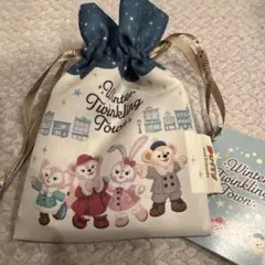 ダッフィー＆フレンズ　ウィンタートゥインクリングタウン　巾着