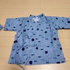 青色 魚柄 甚平セット ~95cm