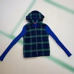 Yorkland チェック柄フード付きセーター M