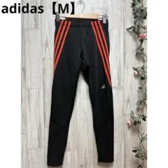 アディダス　スパッツ　ストレッチ　ストライプ ボトムス【M】黒/オレンジ