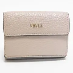 美品 FURLA フルラ 三つ折り財布 コンパクト財布 レザー クスミピンク系