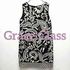 希少デザイン＊グレースクラス 総刺繍 ノースリーブワンピース 黒 ボタニカル