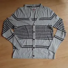 トミーヒルフィガー デニム ボーダー柄 コットンカーディガン S