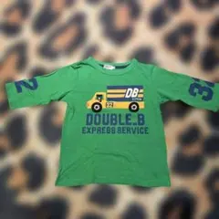 DOUBLE.B グリーン トラックプリント 七分袖シャツ 110