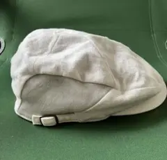 未使用品　CA4LAのホワイトキャスケット 麻×羊革