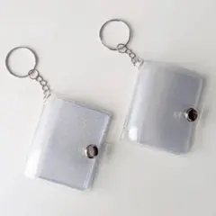 K 2個セット 透明ラメ有＆透明ラメ無し ミニシール帳 キーホルダー2202