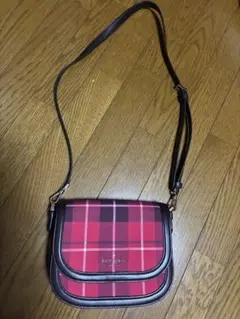 未使用 COACH チェック アクセサリーポーチ キャンバス タッセル付き