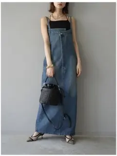 Lumier アシンメトリーデニムワンピース ブルー