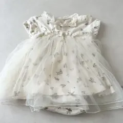 バースデイ　ロンパース　ベビードレス　チュール　花柄ベビードレス　70センチ