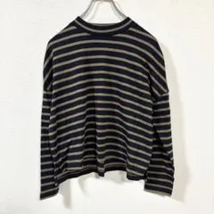 美品✨ボーダートップス/長袖/クルーネック/ネイビーベージュ/カジュアル