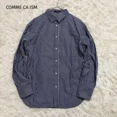 ＊COMME CA ISM＊コムサイズム【M】シンプルストライプシャツ　ネイビー