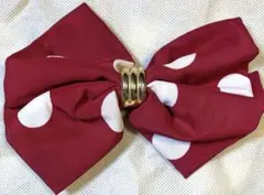 水玉模様　リボン　バレッタ　髪留め　髪飾り　ミニーちゃん風