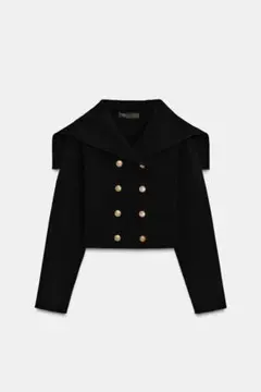 ZARA クロシェ編みショート丈ダブルジャケット