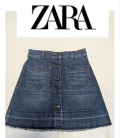 ZARA デニム ミニスカート フロントボタン