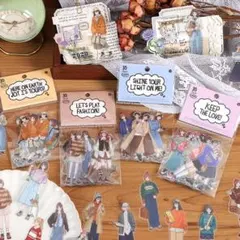 シール ステッカー 女の子 韓国風 フレークシール コラージュ 素材 120枚