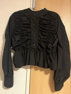 JEANASIS シャーリングペプラムブラウス