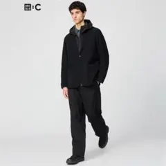 UNIQLO C ユニクロ イージーワイドテーパードパンツ ブラックLサイズ