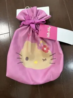 新品タグ付き　しまむら　日焼けキティ　巾着　キティ　ピンクのサムネイル
