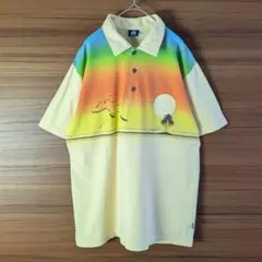 【90sレトロサーフ】HANG TEN サンセットグラデーションポロシャツ 古着のサムネイル