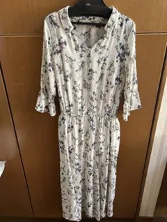 マイストラーダ　フラワープリント ワンピース　七分袖　ロング丈