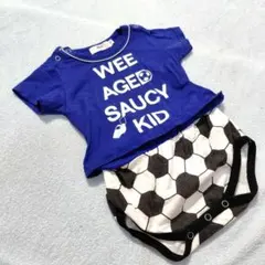 【WASK】 サッカー柄ロンパース 70 半袖 ベビー服のサムネイル