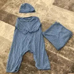 【一部未使用品】プチバトー　ロンパース・帽子・ブランケットセット