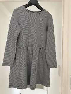 プチバトー☆長袖ワンピース ブラック・ホワイトストライプ