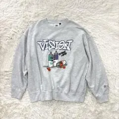 【激レア】ビジョンストリートウェア スウェット 刺繍ロゴ缶 スケボー グレー L