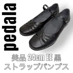 アシックスウォーキング　pedala ペダラ　24 EE 黒　ストラップパンプス