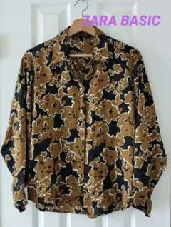 ザラ　ZARA BASIC 　長袖シャツ　花柄　Sサイズ
