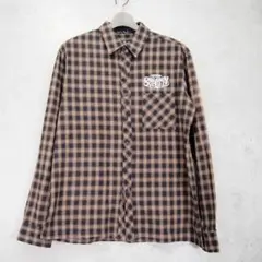 ★Subciety 胸ロゴ刺繍 チェック柄 長袖シャツ XL 襟裏ペイズリーのサムネイル