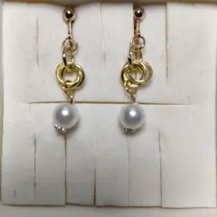 ゴールド フープ パール イヤリング
