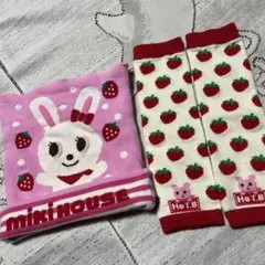 美品♡Miki House ♡いちご柄 ベビーレッグウォーマー　腹巻き