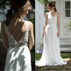 ドレスプロダクションVネック 裾レース スレンダードレス（W228）