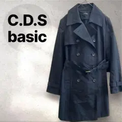0571 C.D.S 黒トレンチコート ベルト 就活 オフィス ベーシックのサムネイル