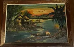 絵　絵画　木製フレーム入り　Banka　Phil　風景画　アジア　立体
