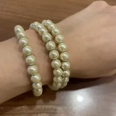 クリーム色パールブレスレット3本セット