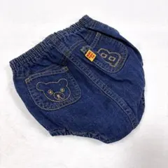 【ミキハウス】美品 ダブルビー デニム パンツ ブルマ ブルマース レトロ 刺繍