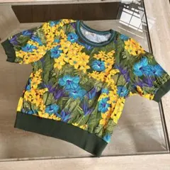 DANA PARIS 花柄 半袖 Tシャツ 11号　日本製　綿100%のサムネイル