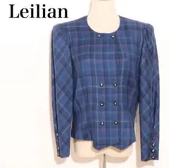 ★美品★ Leilian レリアン チェック柄ジャケット 長袖ダブルブレスト