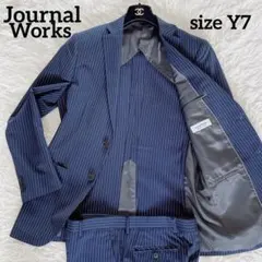 【JOURNAL WORKS】スーツ ネイビー ストライプ Y7 ウォッシャブル