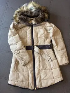 人気！ZARA BASIC ロングダウン ライトブラウン キルティング ベルト付